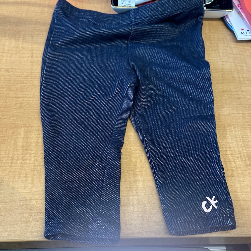 Calvin Klein Girls' Navy  Leggings with White CK Logo-24 months